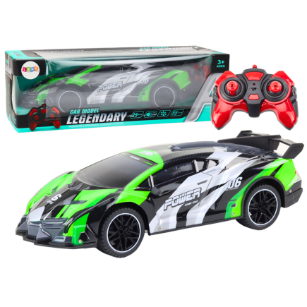 Auto sportowe zdalnie sterowane rc 1:10 25km/h światła zielony