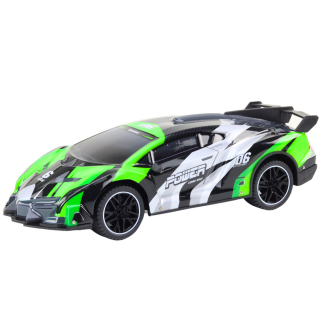 Zdalnie sterowane auto sportowe RC 1:10 zielone 25km/h z światłami EAN: 5905991017394