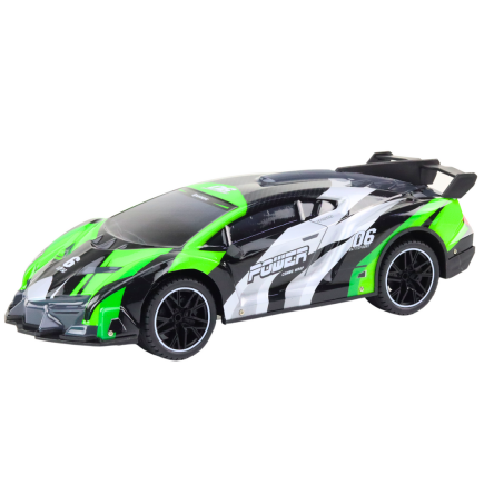 Zdalnie sterowane auto sportowe RC 1:10 zielone 25km/h z światłami EAN: 5905991017394