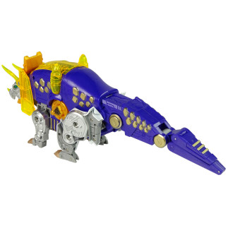Dinobots 2w1 dinozaur pistolet na strzałki fioletowy triceratops tarcza