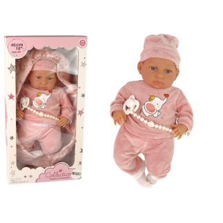Lalka bobas 46 cm różowa smoczek becik słonik