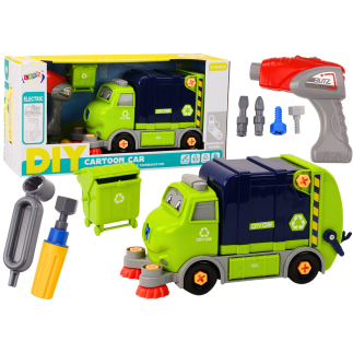 Śmieciarka kreskówkowa do skręcania ruchoma diy granatowy