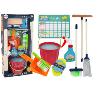 Zestaw do sprzątania cleaning set 11 elementów agd mop miotła wiadro