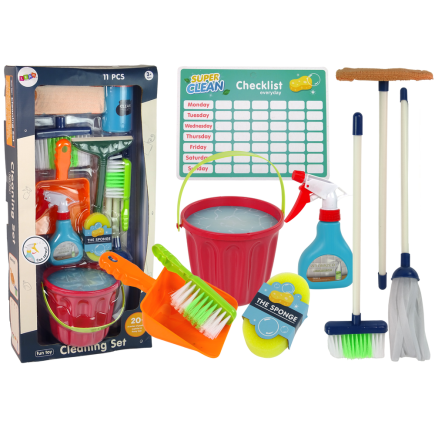 Zestaw do sprzątania cleaning set 11 elementów agd mop miotła wiadro