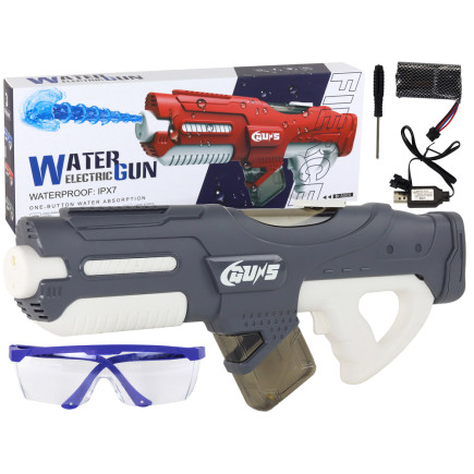 Duży pistolet na wodę szary 750ml okulary