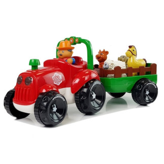 Traktor z przyczepką, zwierzętami dla niemowląt  na baterie światła dźwięk