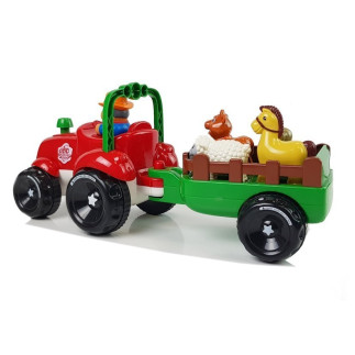Traktor z przyczepką, zwierzętami dla niemowląt  na baterie światła dźwięk