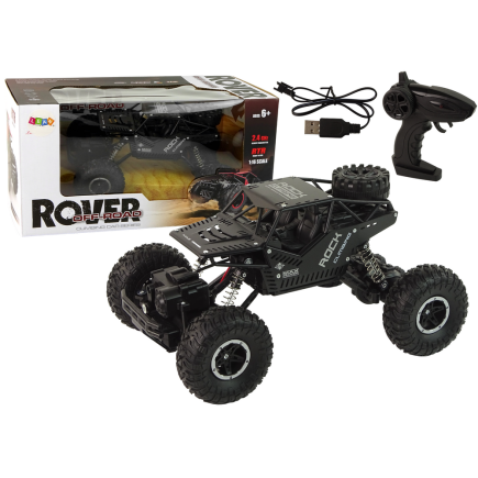 Pojazd rc rover 1:16 auto czarne zdalnie sterowane na pilot
