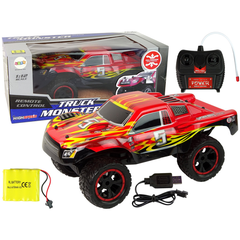 Auto zdalnie sterowane r/c 1:12 20 km/h czerwone