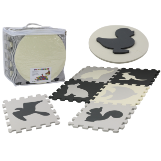 Miękkie puzzle mata kontrastowa edukacyjna pianka eva szare 28 ele.