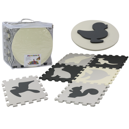 Miękkie puzzle mata kontrastowa edukacyjna pianka eva szare 28 ele.
