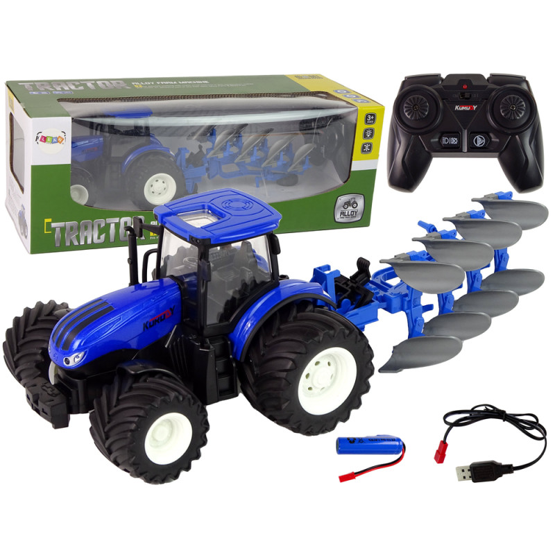 Traktor zdalnie sterowany pług metalowy niebieski EAN: 5905323215511