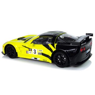 Auto sportowe wyścigowe r/c 1:18 corvette c6.r żółty 2.4 g światła