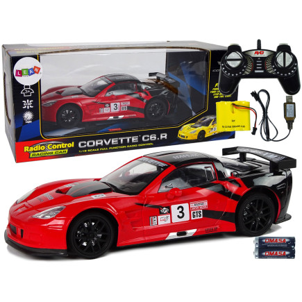Auto Sportowe Wyścigowe R/C 1:18 Corvette C6.R Czerwony 2.4 G Światła