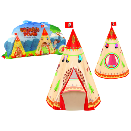 Namiot tipi dla dzieci styl indiański ogród kremowy 160 cm x 105 cm