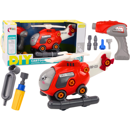 Helikopter kreskówkowy do skręcania diy czerwony