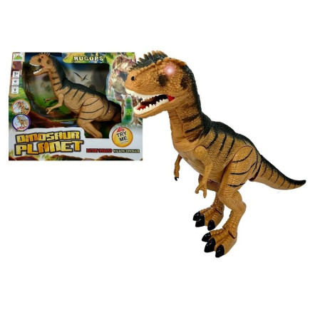 Dinozaur tyranozaur porusza się ryczy świeci