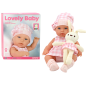 Lalka bobas w nosidełku króliczek ubranko w kratę różowy EAN: 5905991009337