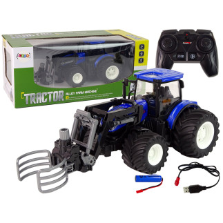 Traktor zdalnie sterowany z chwytnikiem niebieski