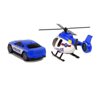 Zestaw policja laweta ciężarówka autko helikopter dźwięk światła