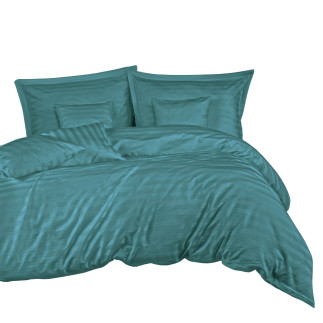 Pościel Satyna Bambusowo-Bawełniana Stripe Sea Turquoise +2X70X80 Z Listwą +4X40X40 Bamboo, EAN: [tutaj wstaw EAN]