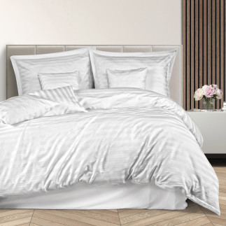 Pościel satyna bambusowo-bawełniana (p) stripe white/180x200 +2x70x80 z listwą +4x40x40 bamboo