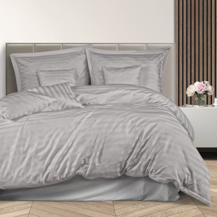 Pościel satyna bambusowo-bawełniana (p) stripe grey/180x200 +2x70x80 z listwą +4x40x40 bamboo