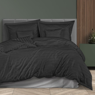 Pościel satyna bambusowo-bawełniana (p) stripe black/180x200 +2x70x80 z listwą +4x40x40 bamboo