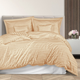 Pościel satyna bambusowo-bawełniana (p) stripe beige/160x200 +2x70x80 z listwą +4x40x40 bamboo