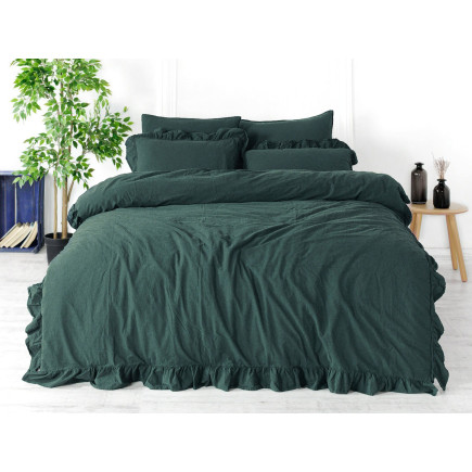 Pościel bawełniana dark green/220x200(p) stonewashed