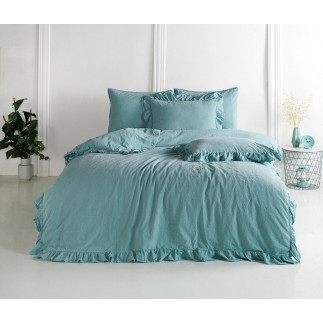 Pościel bawełniana mineral blue/160x200(p) stonewashed