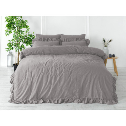 Pościel bawełniana opal grey/160x200(p) stonewashed