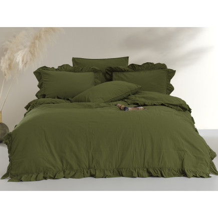 Pościel bawełniana olive/160x200(p) stonewashed