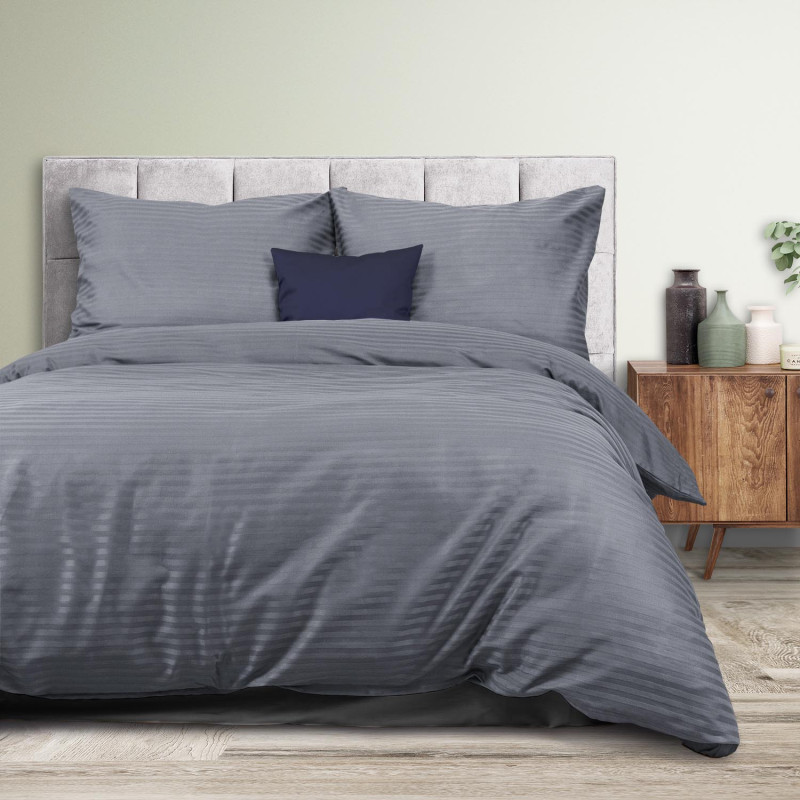 Pościel Satyna Bawełniana Cizgili Anthracite Exclusive 220x200 EAN: [wprowadź ean tutaj]