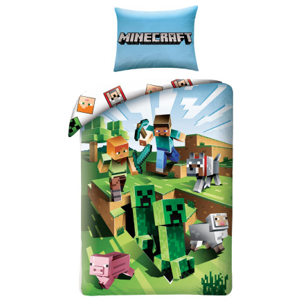 Pościel bawełna 160x200+1p70x80 Minecraft Creative