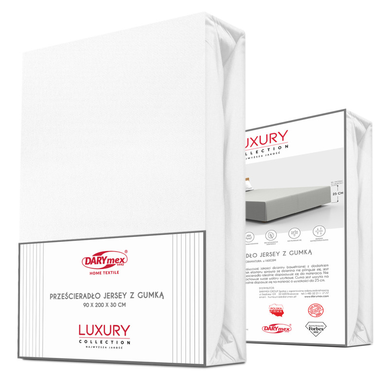 Prześcieradło Jersey Elastan Z Gumką Białe 90x200 z EAN: 1234567890123
