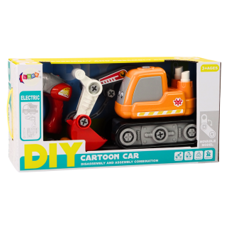 Koparka gąsienicowa kreskówkowa do skręcania diy pomarańczowa