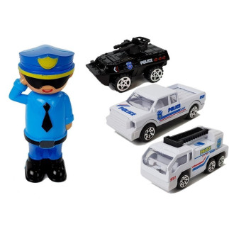 Auto policyjne schowek garaż  2w1 policjant małe autka dźwięk światła