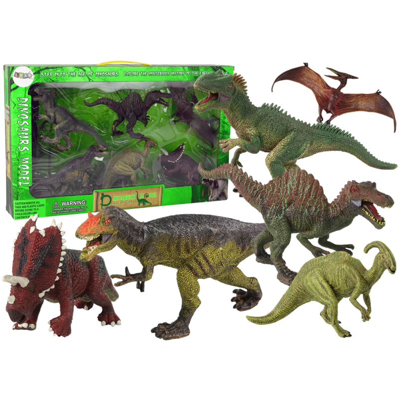 Duży zestaw dinozaurów 6 sztuk figurek prehistorycznych okazów EAN: 5905214970604