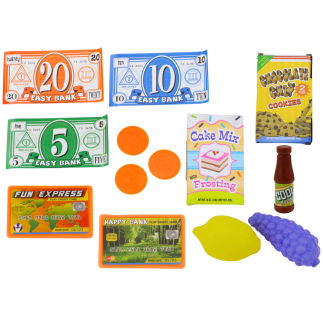 Zestaw sklep z pączkami cukiernia kasa fiskalna mikrofala