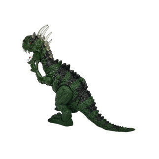 Dinozaur zielony na baterie porusza się z projektorem dźwiękiem