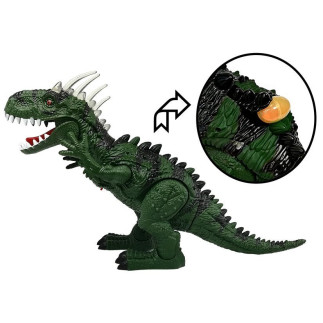 Dinozaur zielony na baterie porusza się z projektorem dźwiękiem