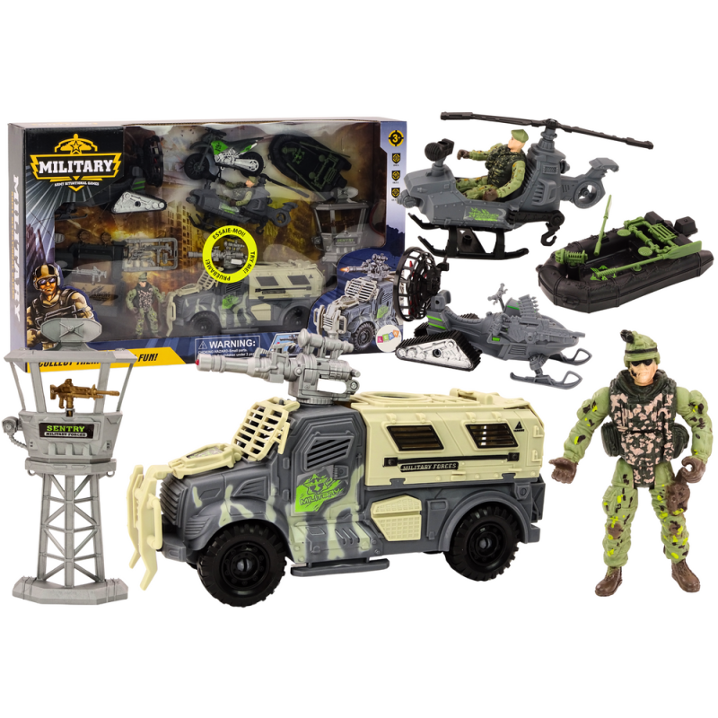 Zestaw Militarny Wojskowy z Wozem Bojowym i Helikopterem + EAN: 5905991020158
