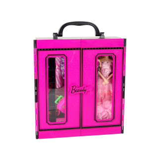 Lalka z garderobą sukienki dodatki dla lalek szafa na ubranka walizka