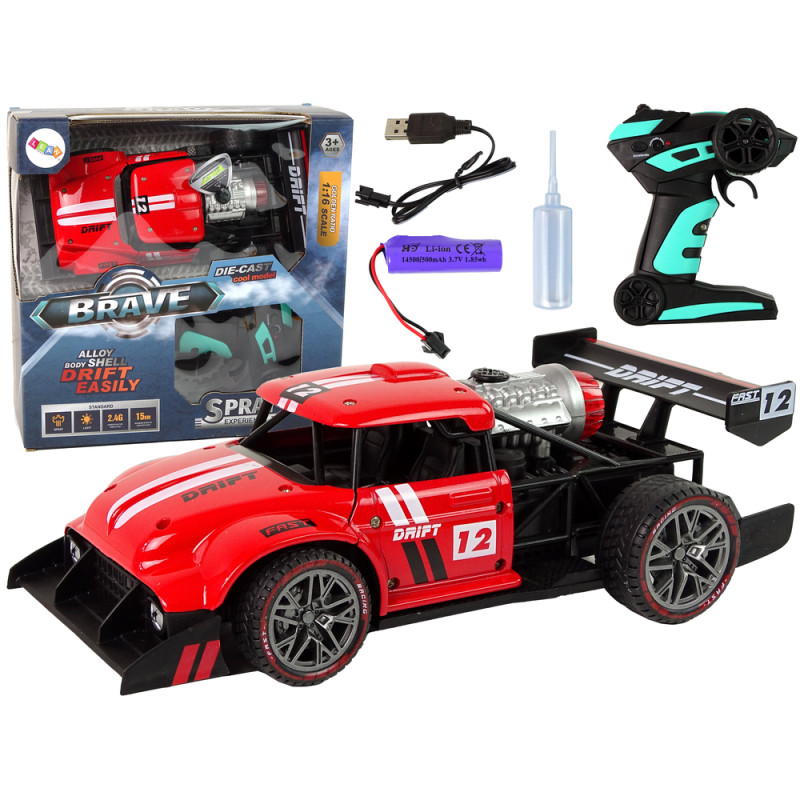 Auto zdalnie sterowane sportowe r/c 1:16 czerwone para wodna Auto zdalnie sterowane sportowe r/c 1:16 czerwone para wodna