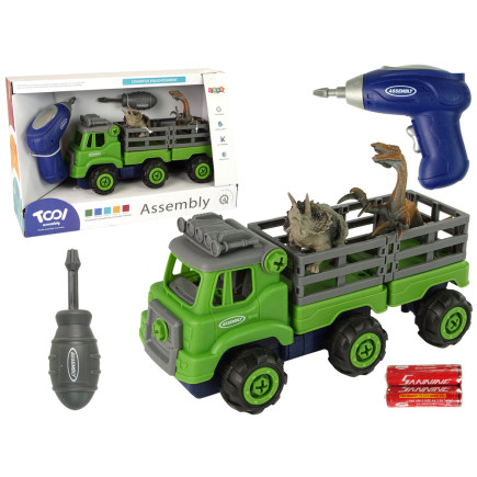 Ciężarówka transport dinozaury wkrętarka śrubokręt do rozkręcania