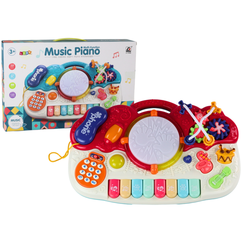 Organki Pianinko Edukacyjne Muzyczne Bębenek Dźwięki Światła EAN: 5905991000884