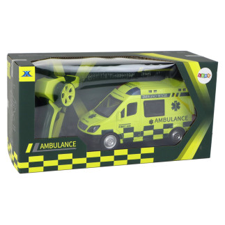 Zdalnie sterowany żółty ambulans ze światłami