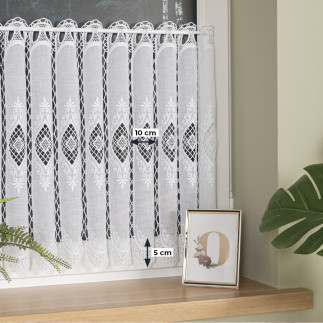 Zazdrostka haftowana panelowa na batyście, wysokość 60cm, kolor 001 biały