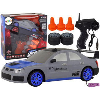 Autko sportowe zdalnie sterowane r/c 1:24 szare wymienne koła
